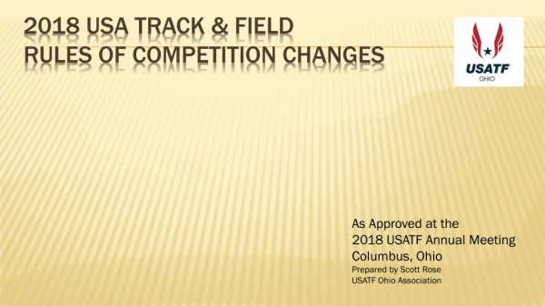 2018 USA TRACK &amp; FIELD RULES OF COMPETITION CHANGES