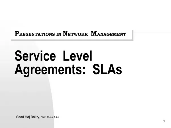 Service Level Agreements: SLAs