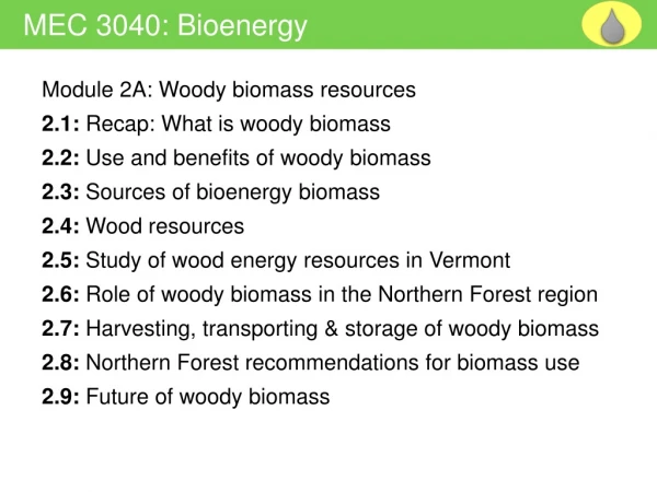 Module 2A: Woody biomass resources 2.1: Recap: What is woody biomass