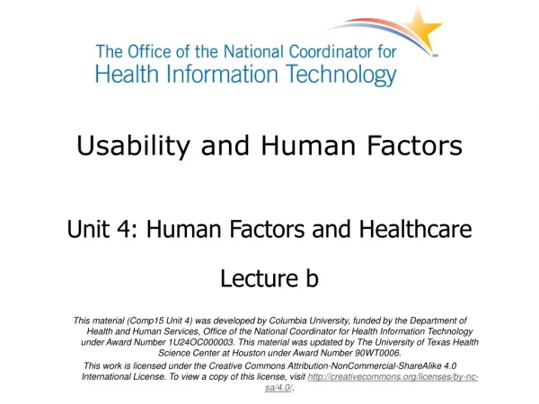 Usability and Human Factors