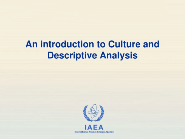 An introduction to Culture and Descriptive Analysis