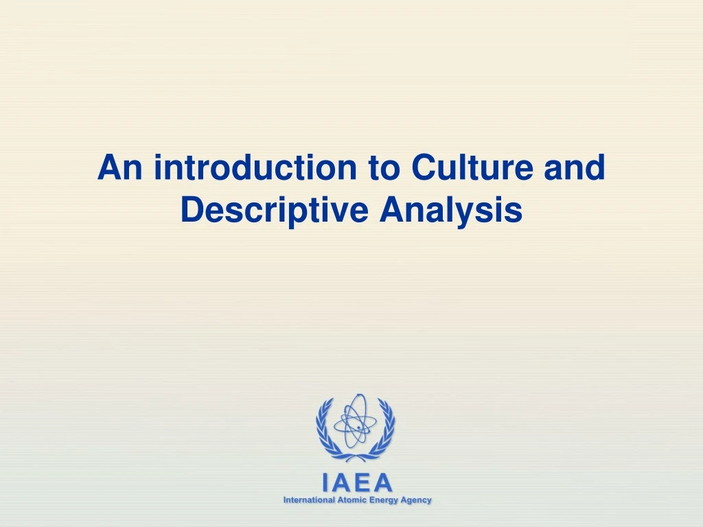 an introduction to culture and descriptive analysis