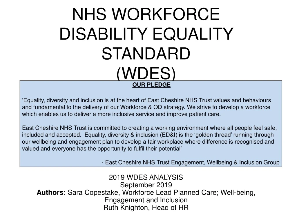 nhs workforce disability equality standard wdes