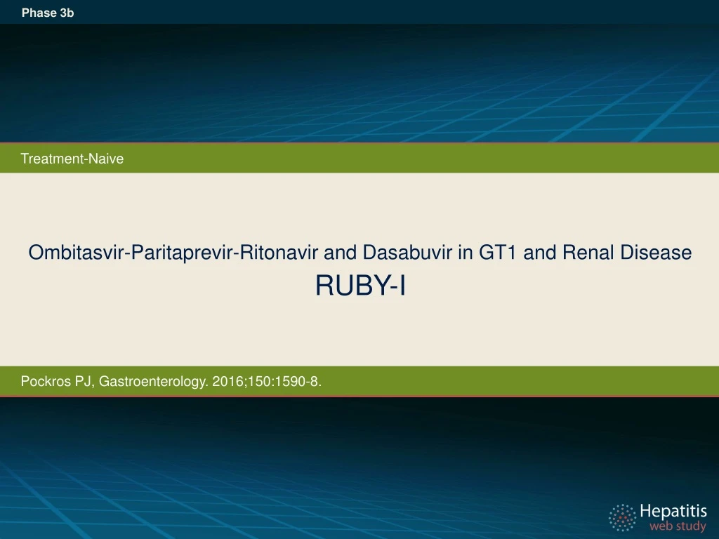 ombitasvir paritaprevir ritonavir and dasabuvir in gt1 and renal disease ruby i