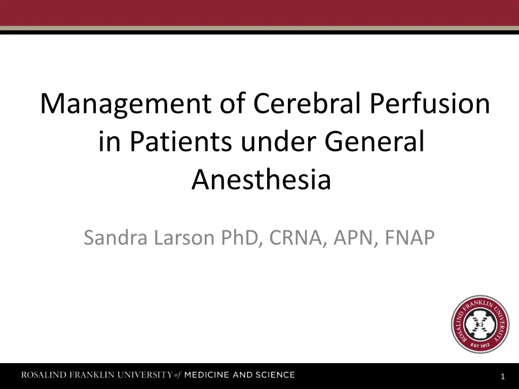 management of cerebral perfusion in patients under general anesthesia