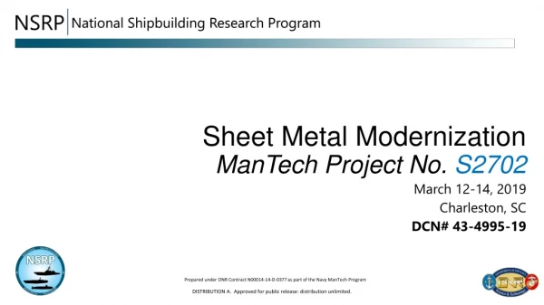 Sheet Metal Modernization ManTech Project No. S2702