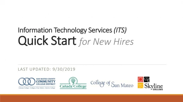 Information Technology Services (ITS) Quick Start for New Hires