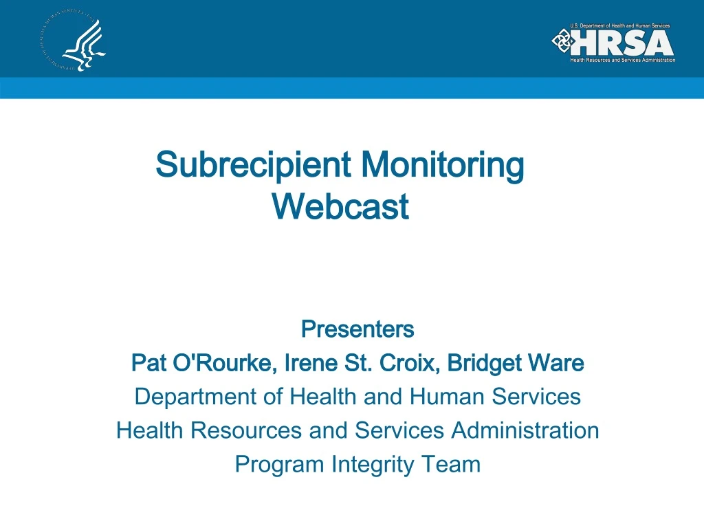 subrecipient monitoring webcast