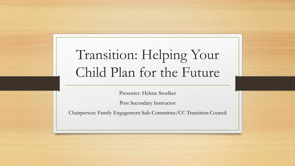 transition helping your child plan for the future