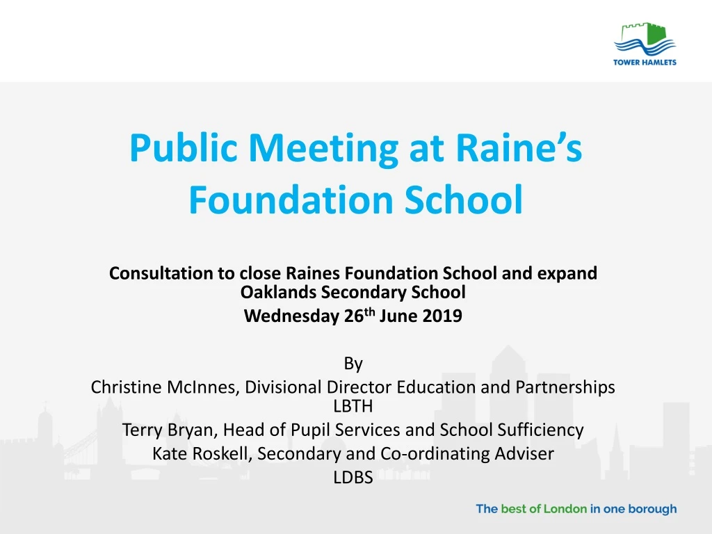 public meeting at raine s foundation school