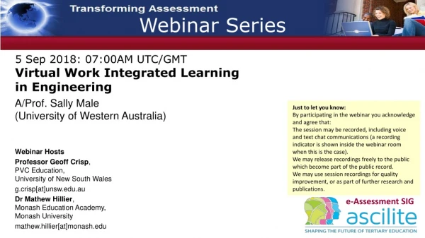 5 Sep 2018: 07:00AM UTC/GMT Virtual Work Integrated Learning in Engineering