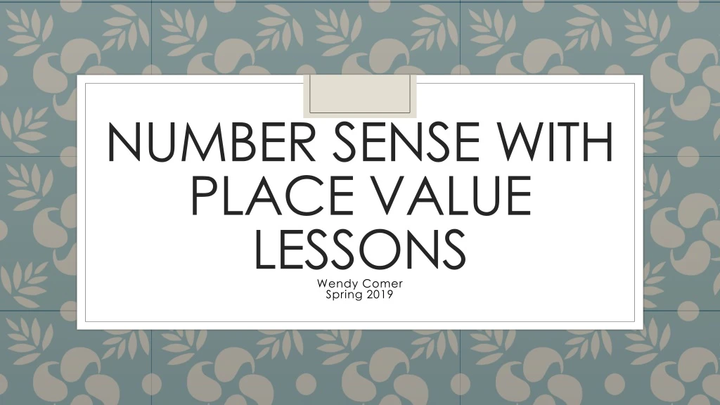 number sense with place value lessons