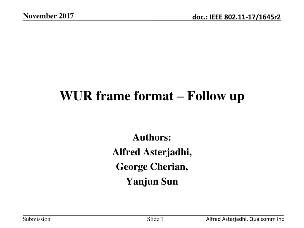 wur frame format follow up