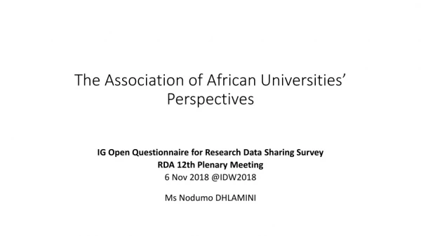 The Association of African Universities’ Perspectives