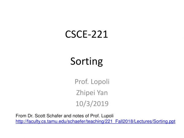 CSCE-221 Sorting