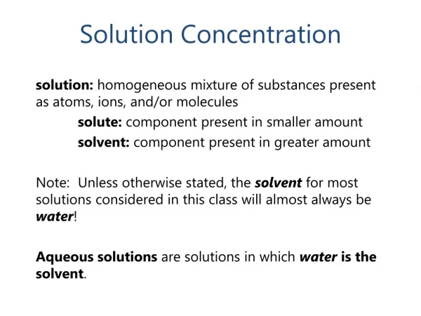 Solution Concentration