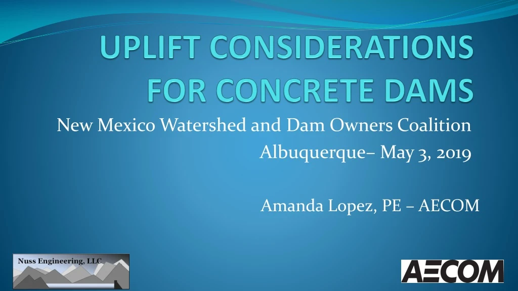 uplift considerations for concrete dams