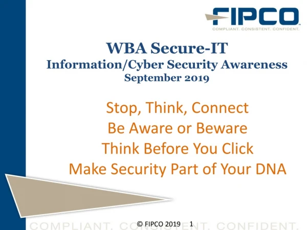 WBA Secure-IT Information/Cyber Security Awareness September 2019