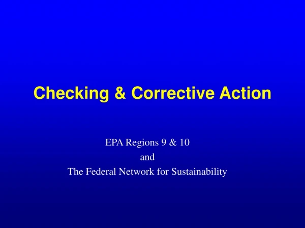 Checking &amp; Corrective Action