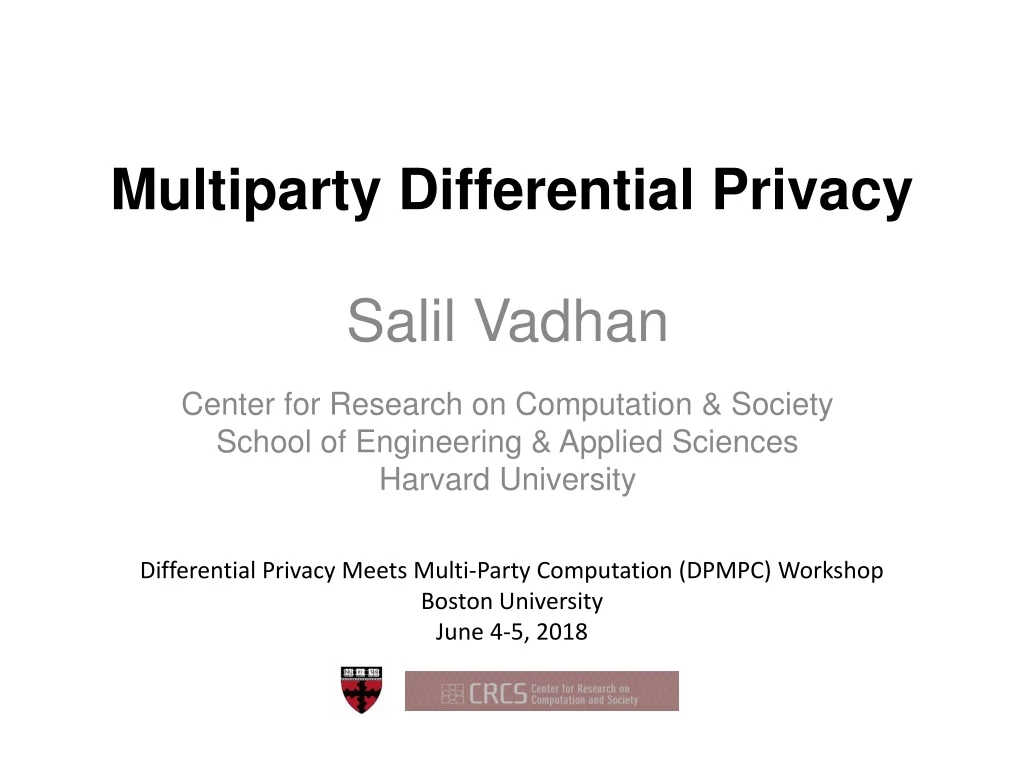 multiparty differential privacy