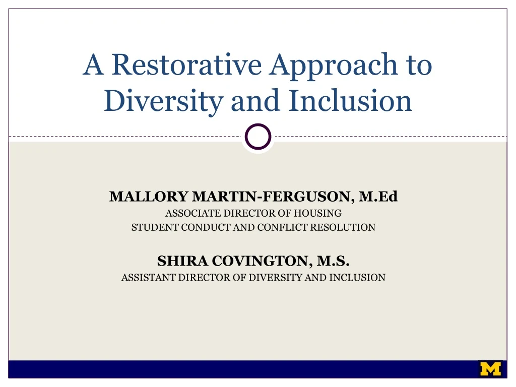 a restorative approach to diversity and inclusion