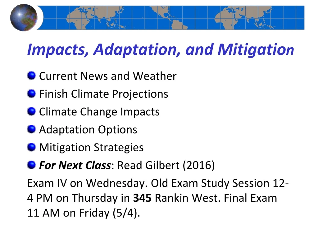 impacts adaptation and mitigatio n
