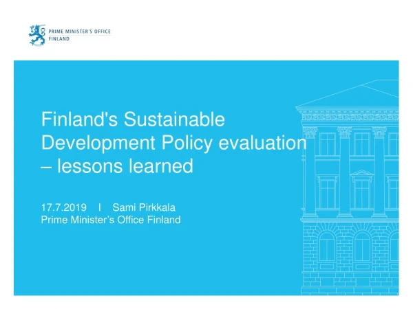 Finland's Sustainable Development Policy evaluation – lessons learned