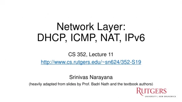 Network Layer: DHCP, ICMP, NAT, IPv6