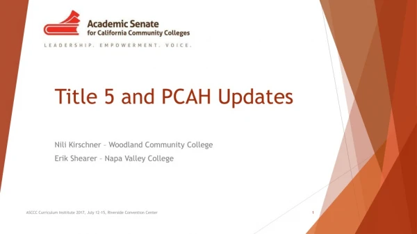Title 5 and PCAH Updates