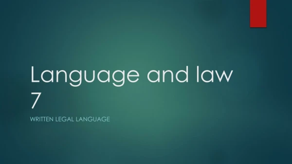 Language and law 7