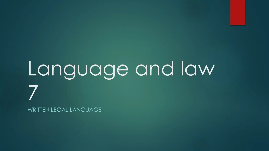 language and law 7