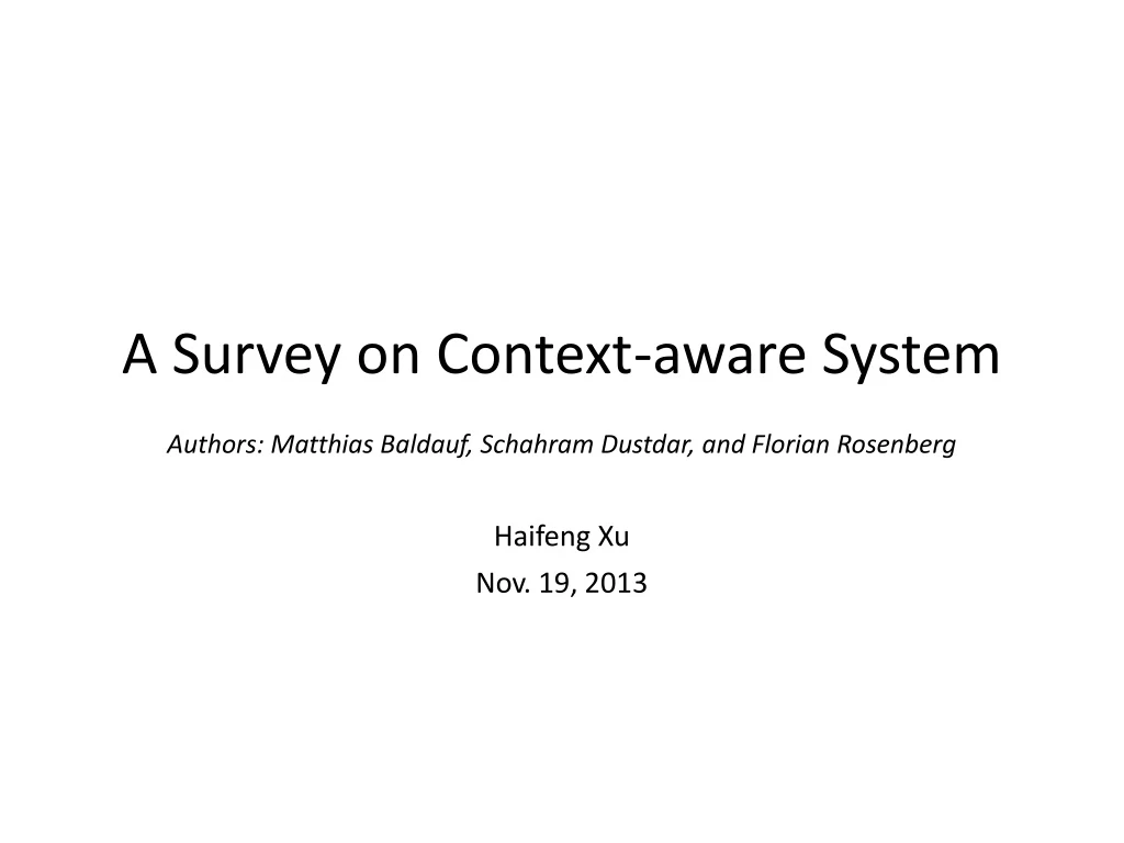 a survey on context aware system