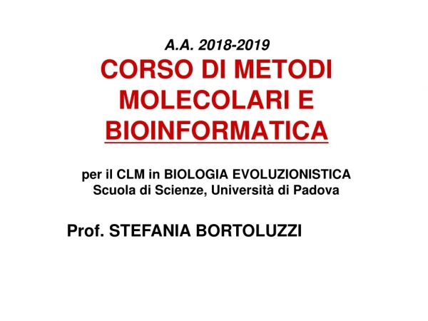Prof. STEFANIA BORTOLUZZI