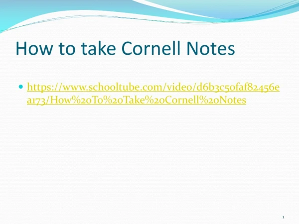 How to take Cornell Notes