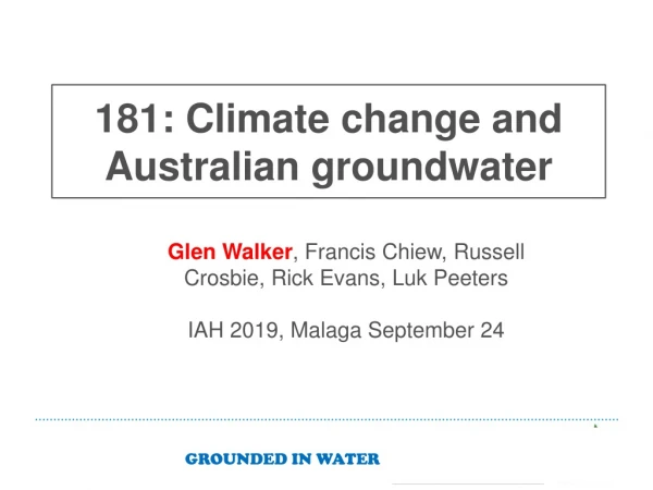 181: Climate change and Australian groundwater