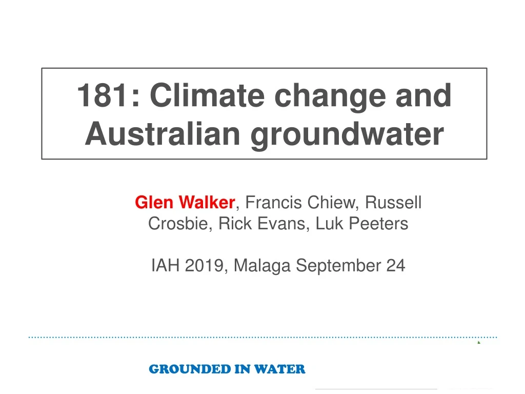 181 climate change and australian groundwater