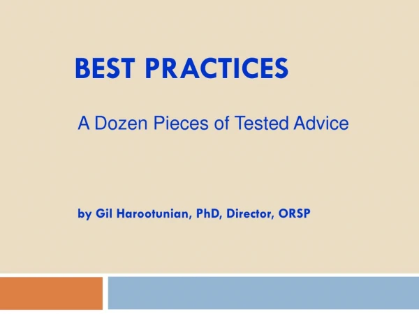 BEST PRACTICES