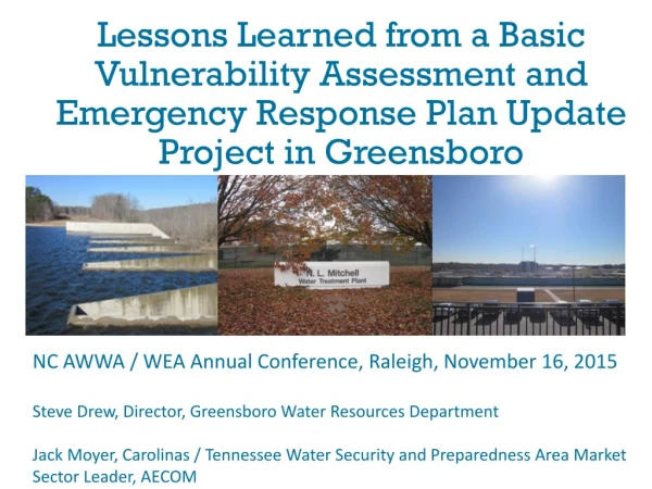 NC AWWA / WEA Annual Conference, Raleigh, November 16, 2015