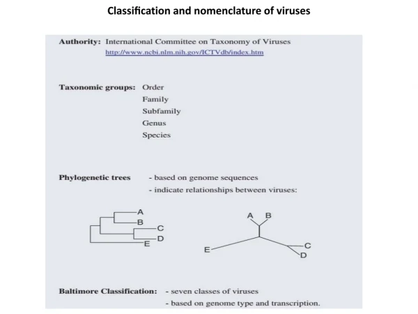 Classi?cation and nomenclature of viruses