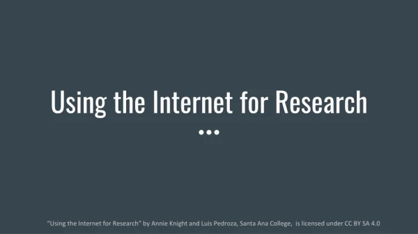 Using the Internet for Research