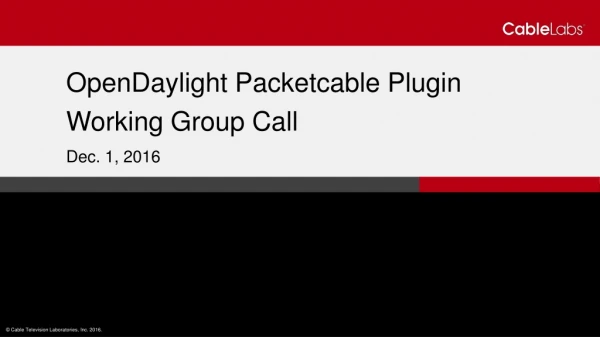 OpenDaylight Packetcable Plugin Working Group Call