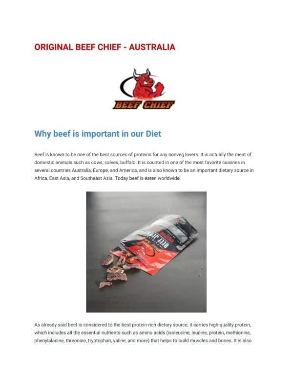 Why beef is important in our Diet - Australia