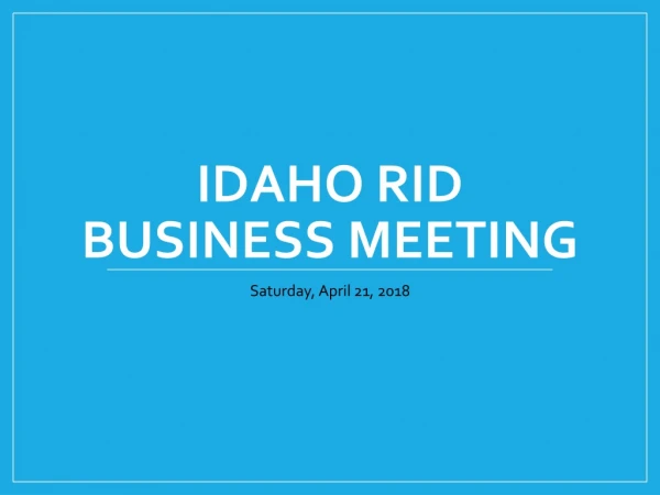 Idaho RID Business Meeting