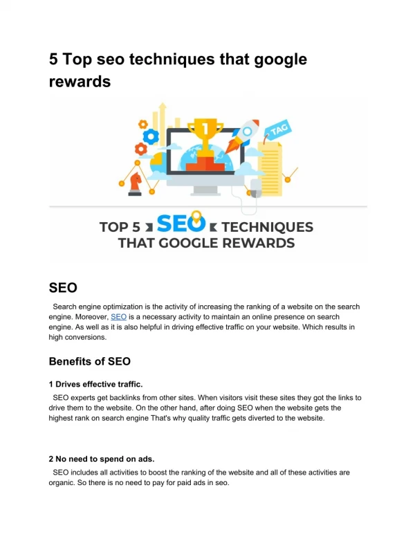 5 Top seo techniques that google rewards