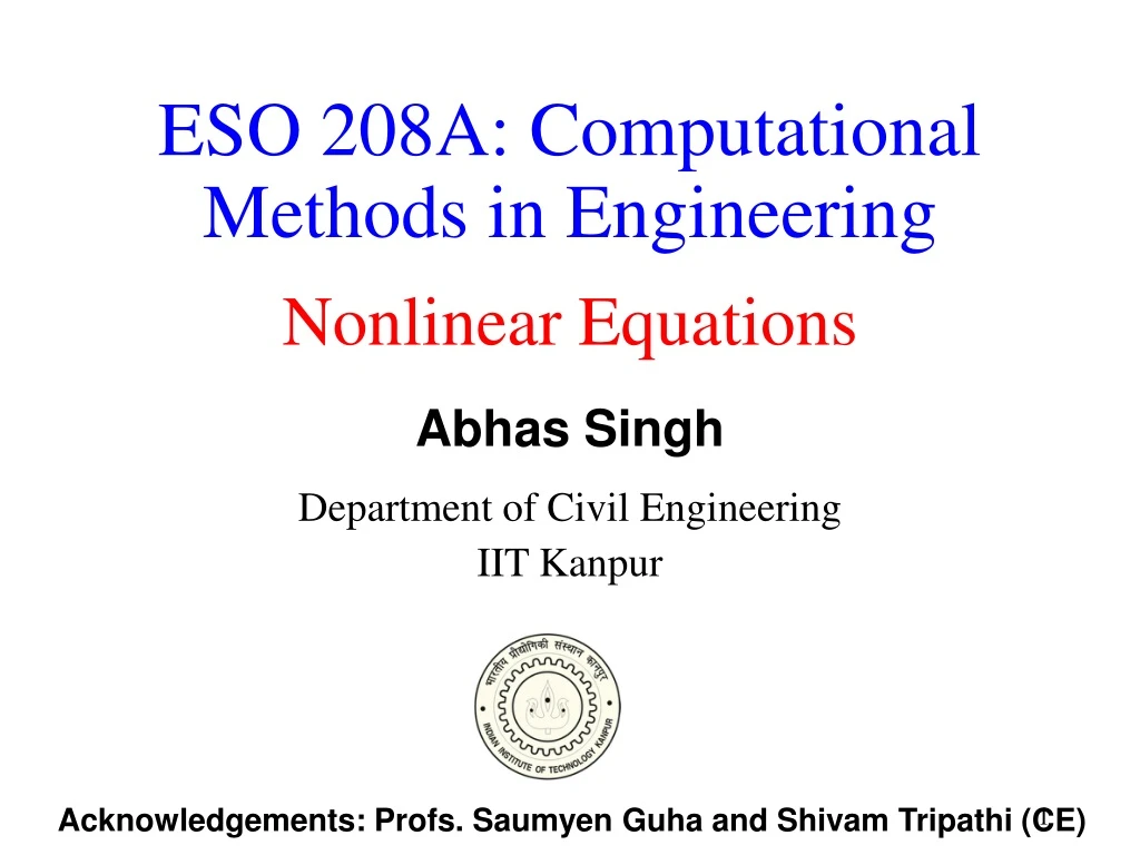 eso 208a computational methods in engineering nonlinear equations