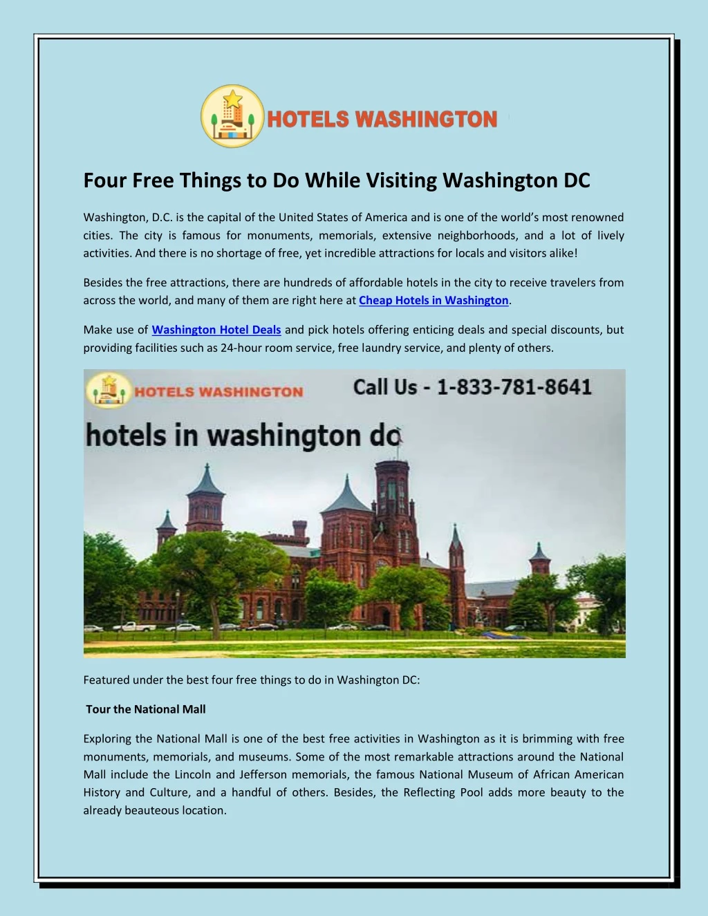 four free things to do while visiting washington