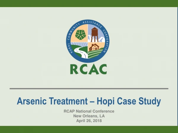 Arsenic Treatment – Hopi Case Study