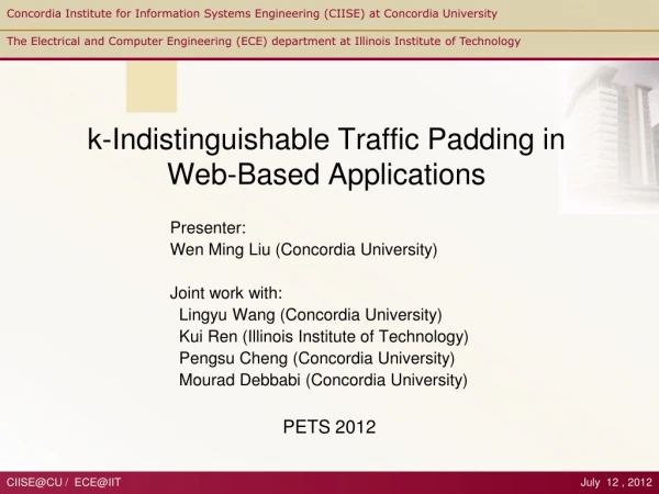 k-Indistinguishable Traffic Padding in Web-Based Applications
