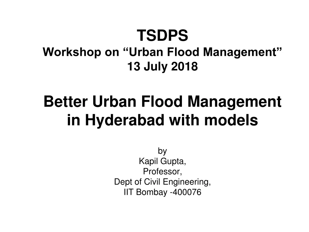 tsdps workshop on urban flood management 13 july