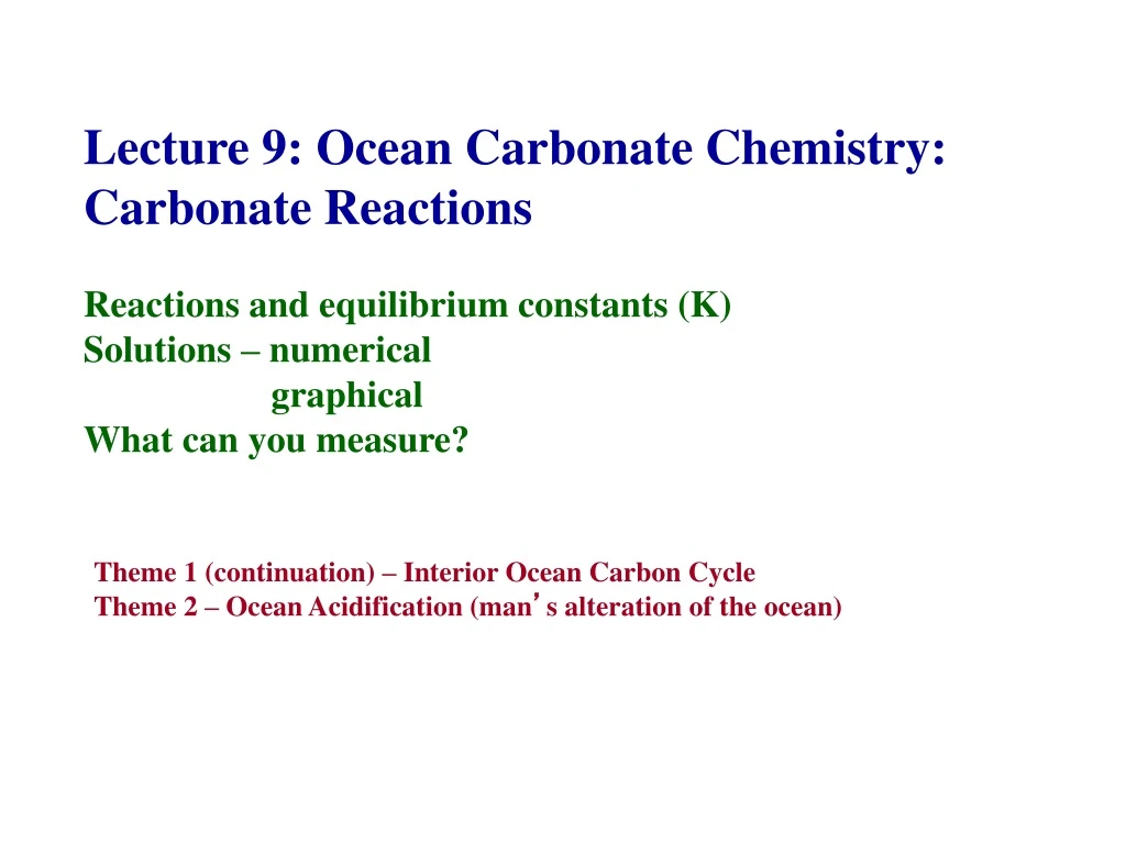 lecture 9 ocean carbonate chemistry carbonate